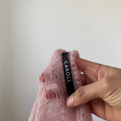 Vintage French Mohair Knit Cardigan Dusty Pink (S)