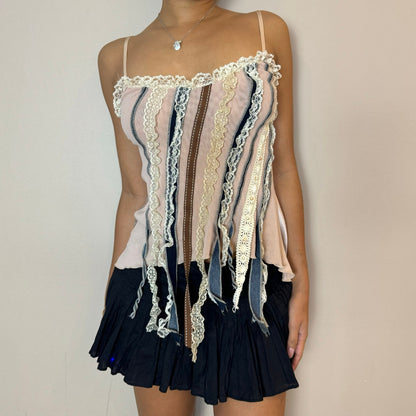 Vintage 90s pink mesh detailed romantic camisole (XS/S)