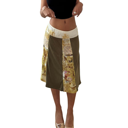 Vintage Italian Black Mesh Midi Skirt (Small)