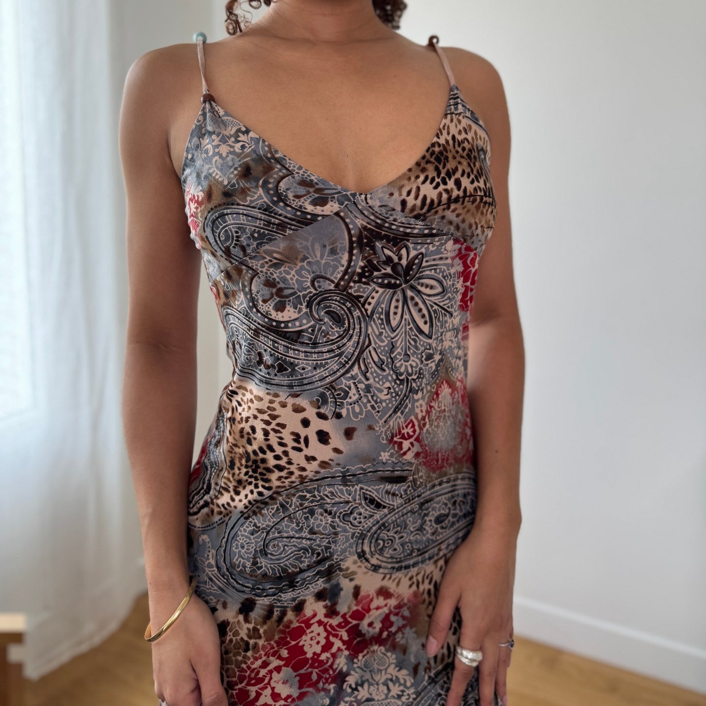 Vintage Mixed Print Slip Dress (S)