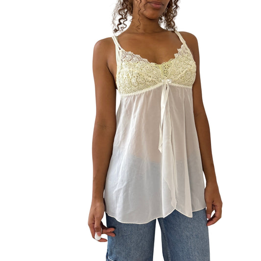 Vintage Italian ivory lace babydoll cami (Small)