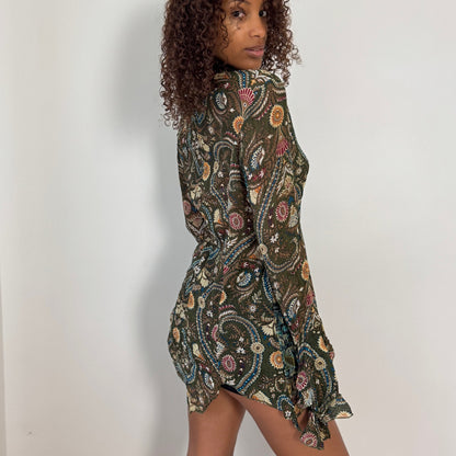 Vintage Mesh Tunic with Embellished Collar (S/M)