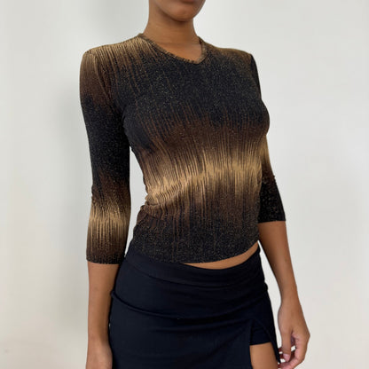 Italian Vintage Slinky Shimmer Lurex 3/4-Sleeve Top (Small)