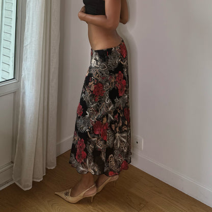 Vintage Italian Floral Paisley Mesh Maxi Skirt (S/M)