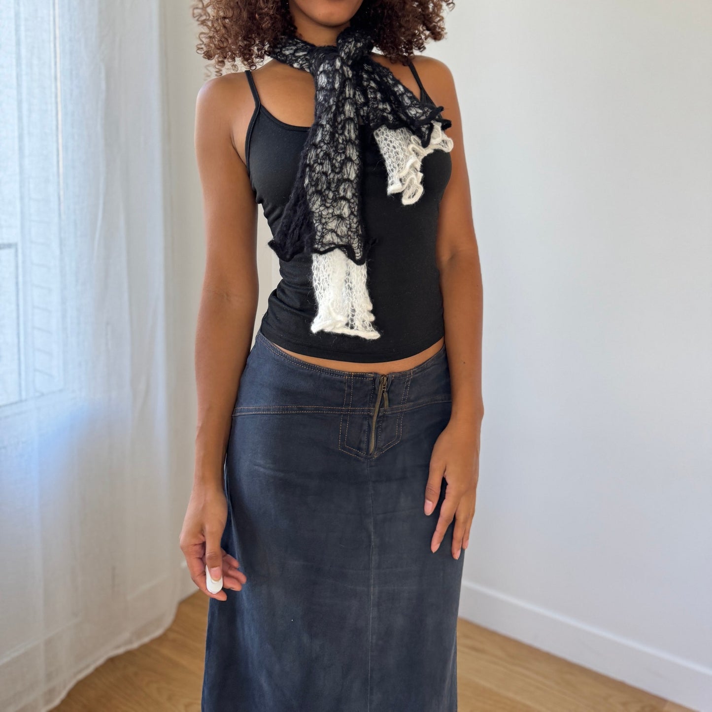 French Vintage Knit Lace Scarf