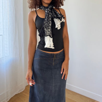 French Vintage Knit Lace Scarf