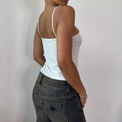 Vintage White Lace Panel Slinky Cami Top Italian Y2K Fairy Top (S/M) ⠀