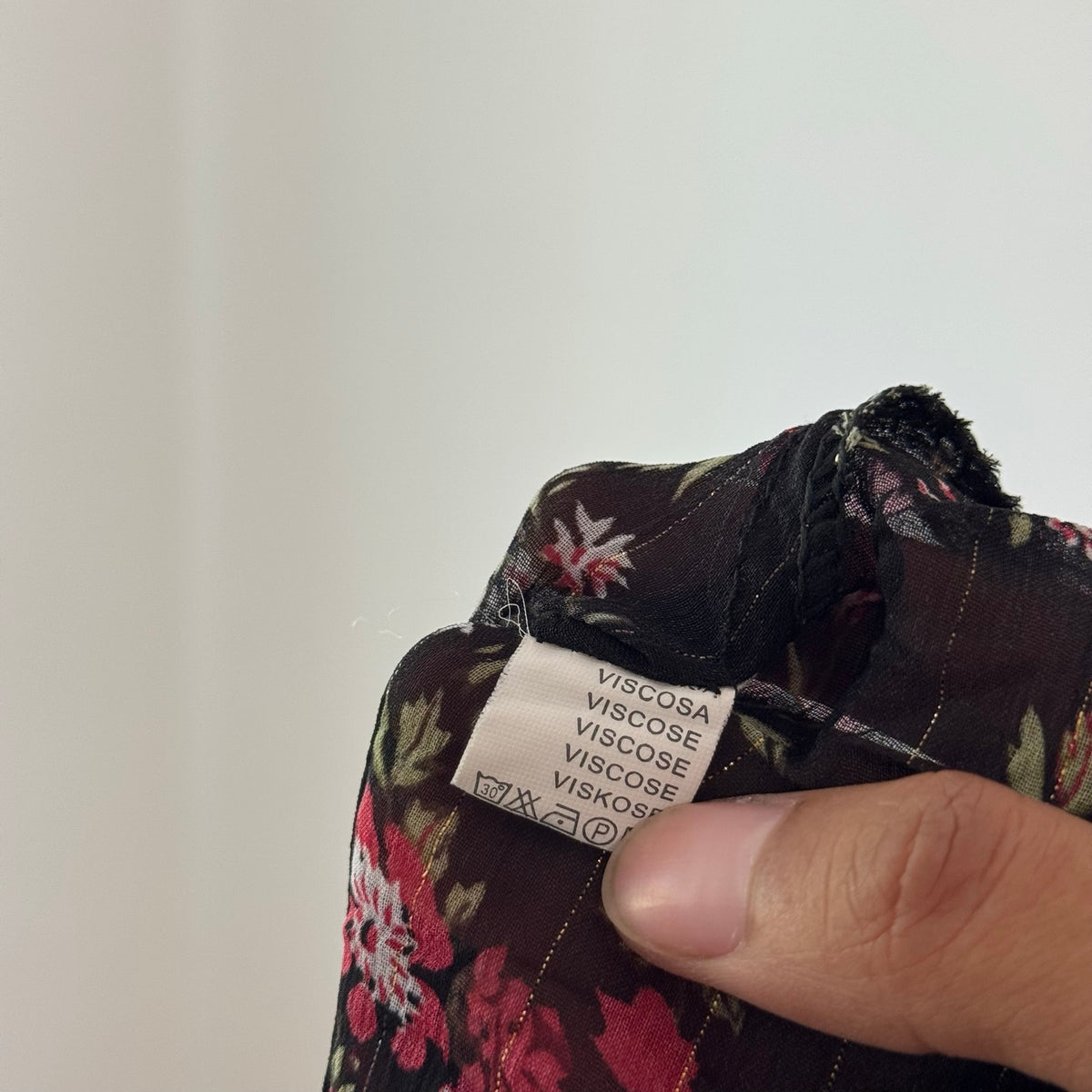 Vintage Black Pink Floral Sheer Mesh Sequin Top (S)