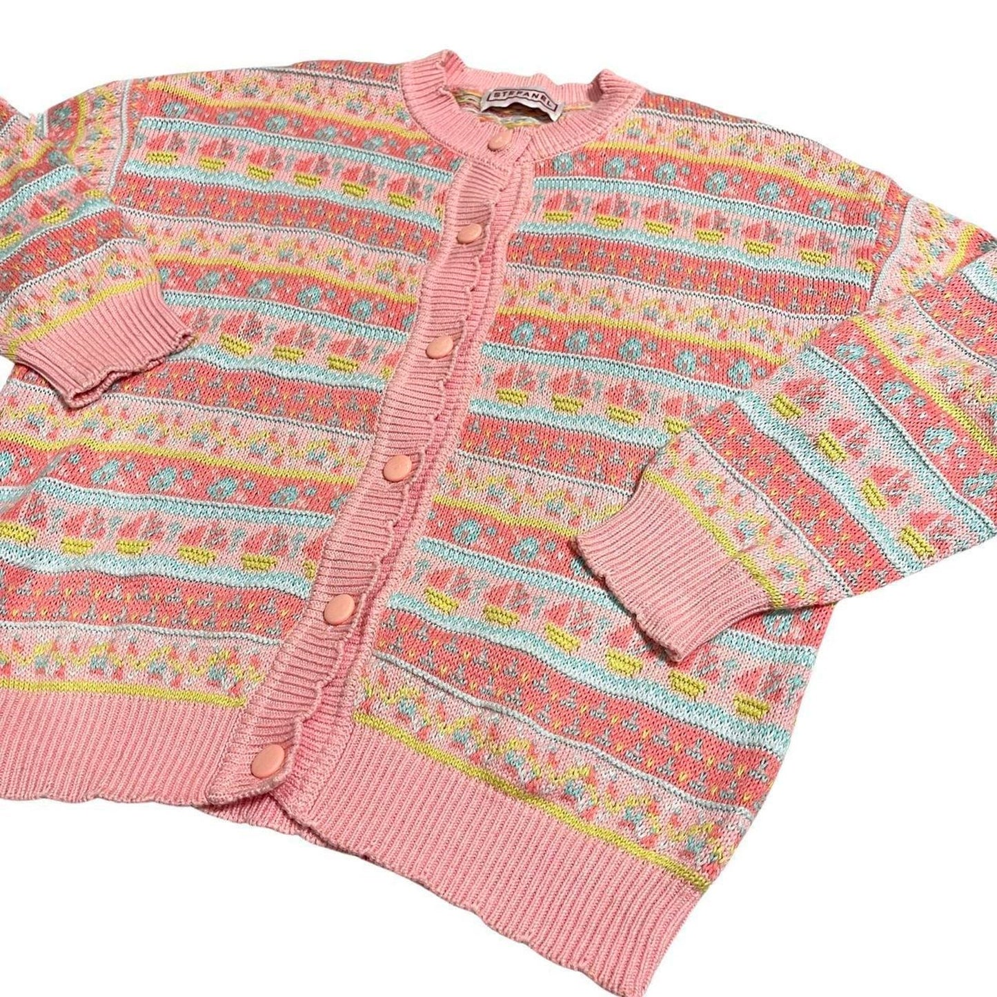 Vintage Pastel Pink Knit Cardigan (XS)
