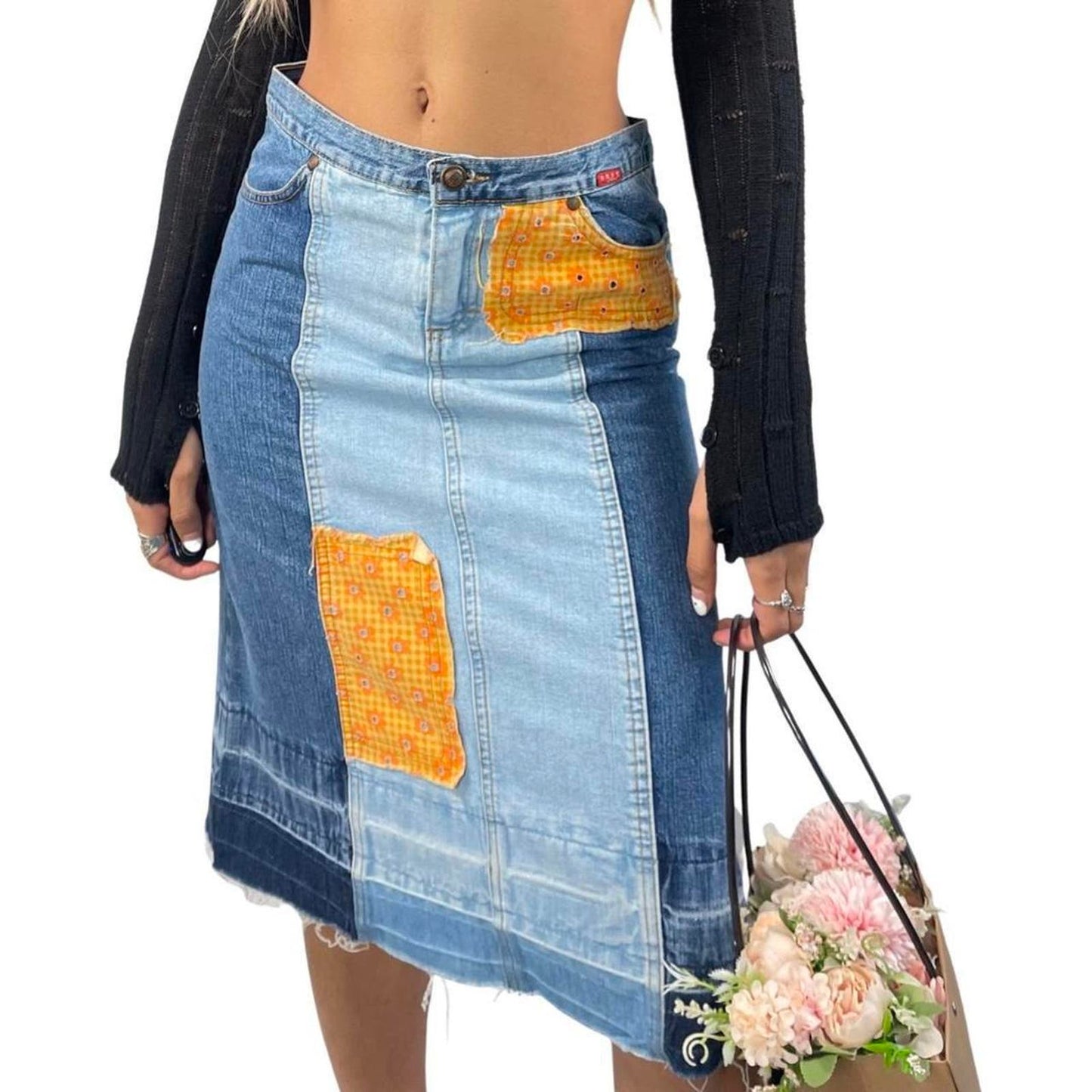 Deadstock - Italian Vintage Denim Midi Skirt (XS/S)