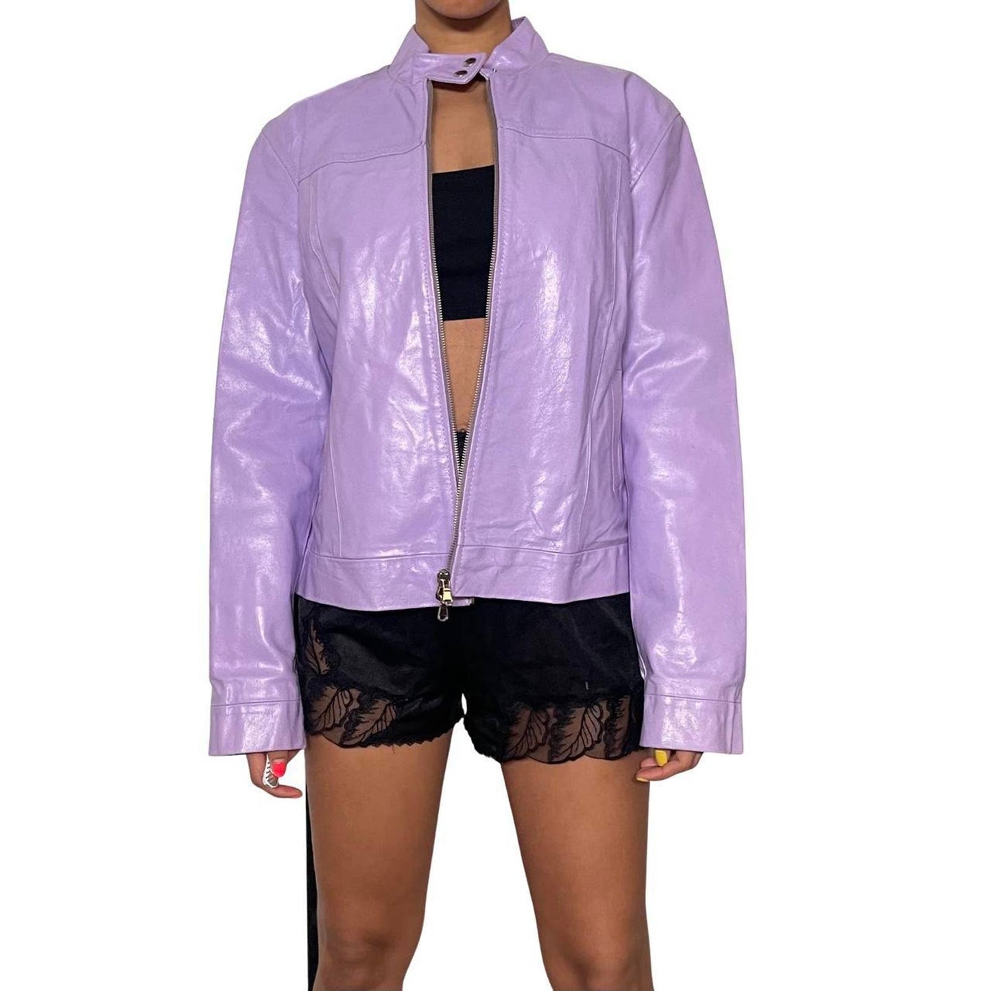 Vintage y2k pastel purple leather jacket (XS-M)