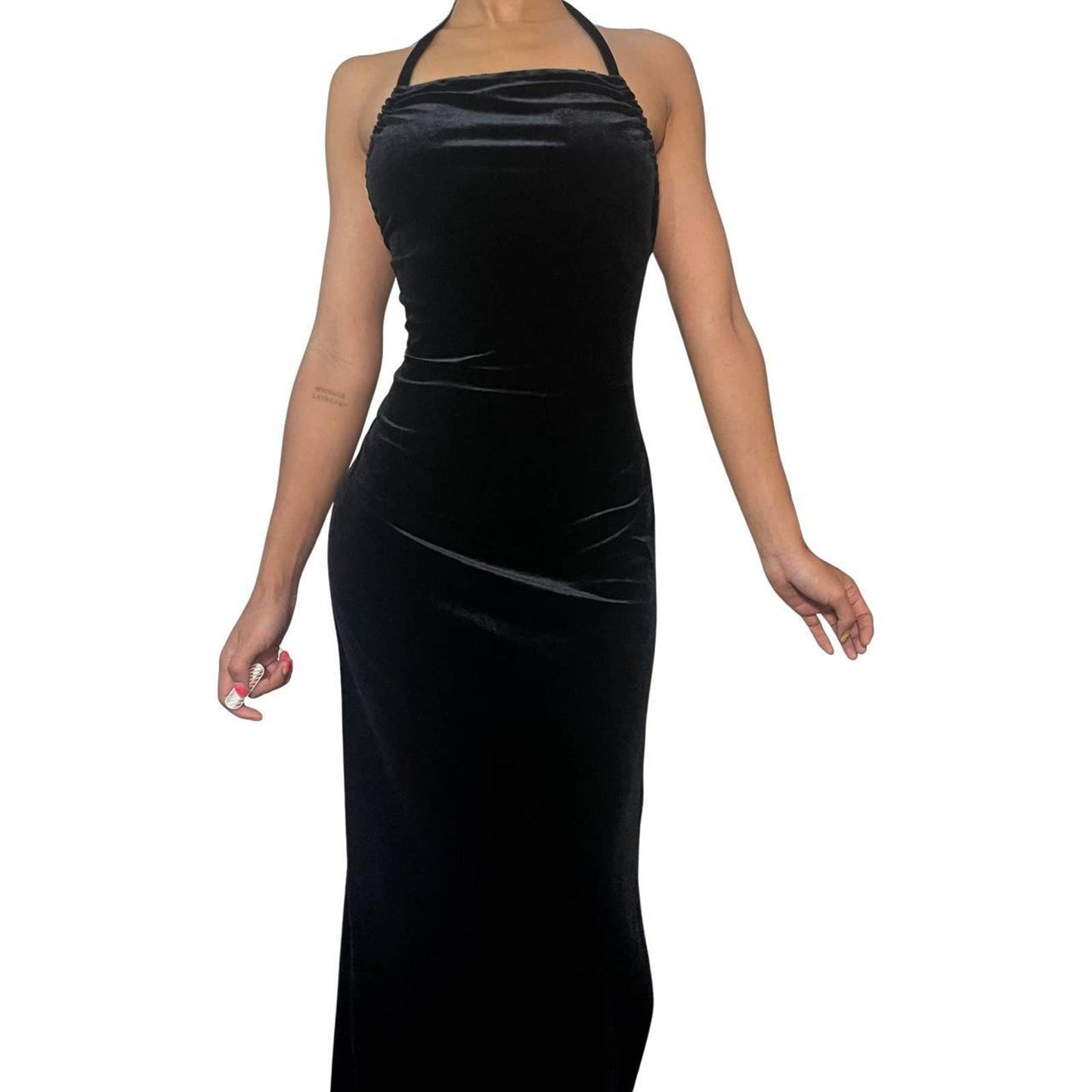 Vintage 2000s Black Velvet Maxi Dress (XS-S)