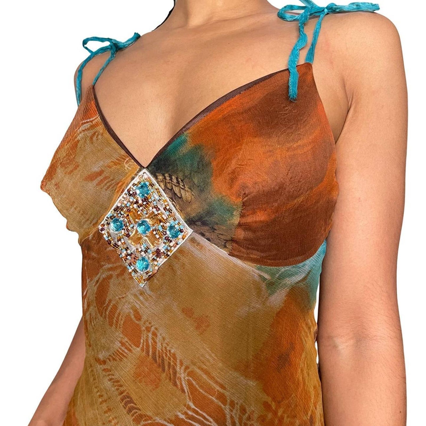 Vintage 2000s asymmetrical maxi silk dress (XS-S)