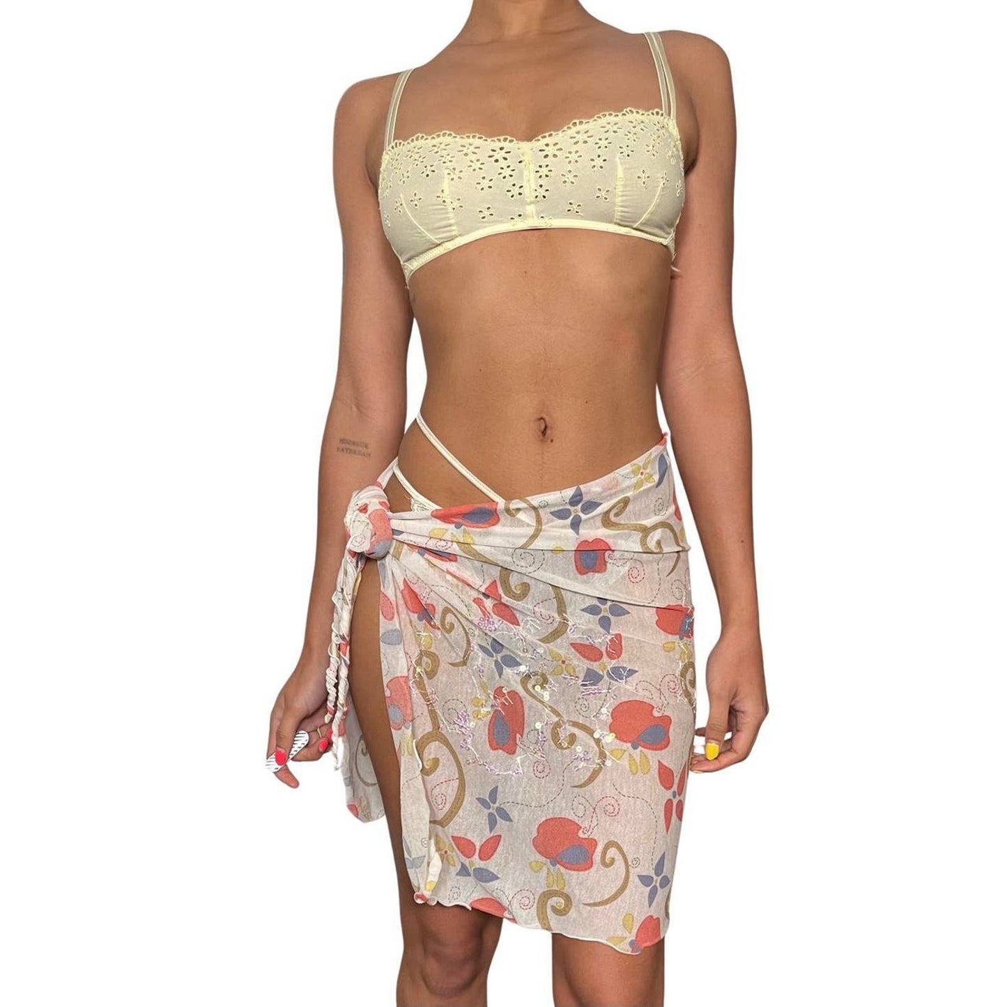 Vintage 2000s mesh print mini skirt