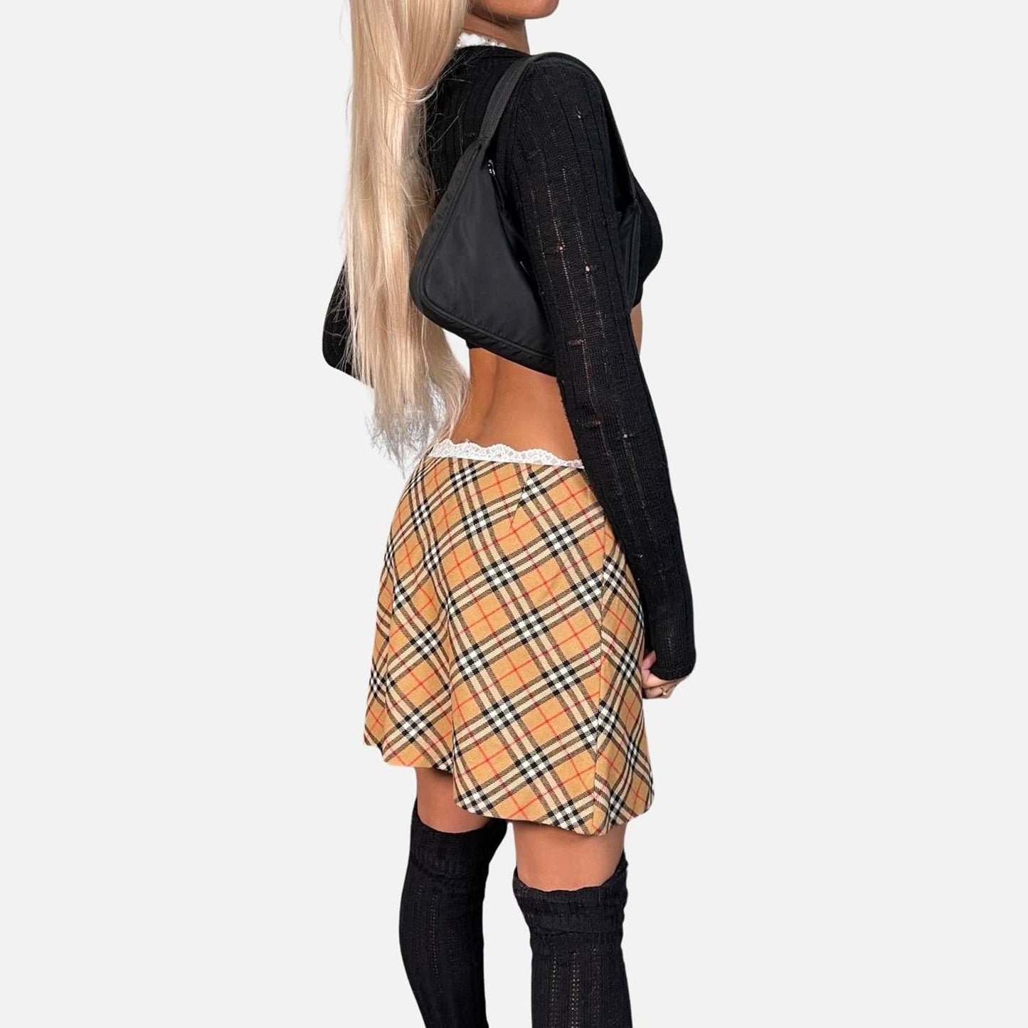 Vintage 90s mini plaid skirt - wool (XS-S)