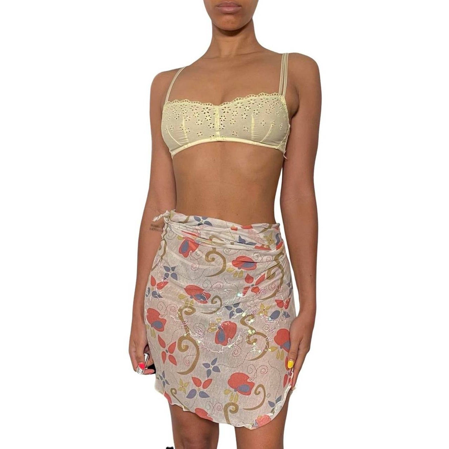 Vintage 2000s mesh print mini skirt