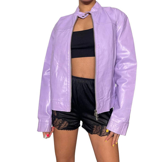 Vintage y2k pastel purple leather jacket (XS-M)